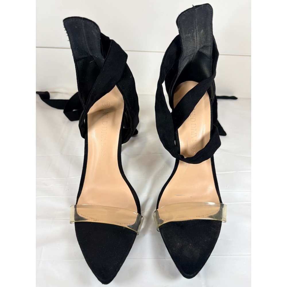 Wild Diva Loungue Black Heels Strappy Sandals Heels Women's 6.5